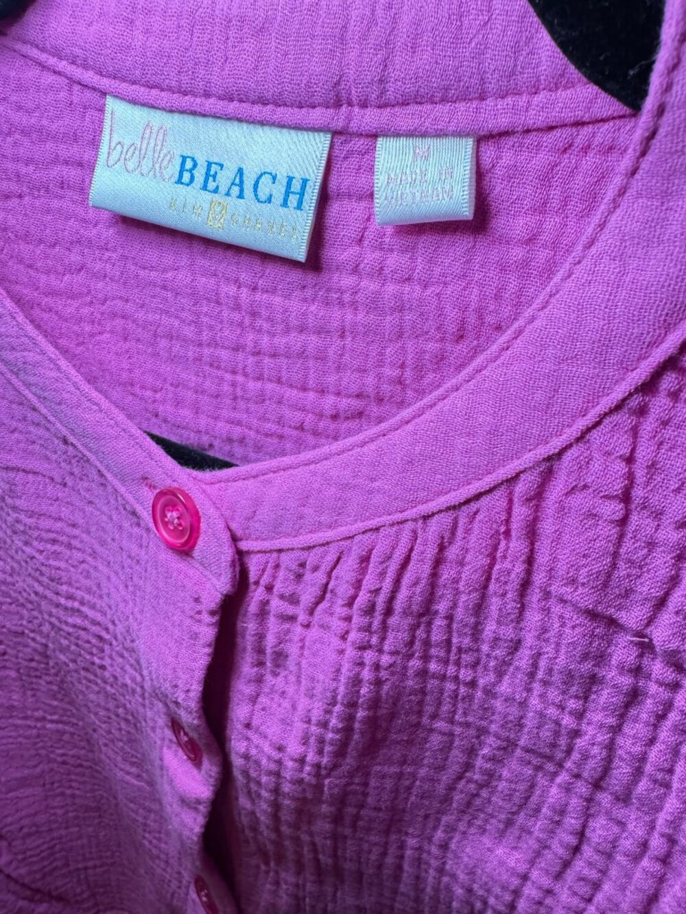 Belle Beach Pink Button-Up Blouse Size M